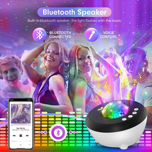 Northern Lights Galaxy Projector Lamp – Bluetooth Music Star Projector with Remote Control & Aurora Effects