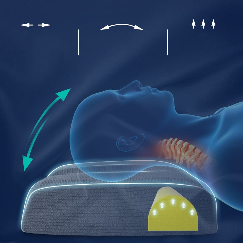 Orthopedic Memory Foam Massage Pillow – Neck Support & Sleep Aid Cushion with Soft Knitted Cotton Cover for Home Bedding
