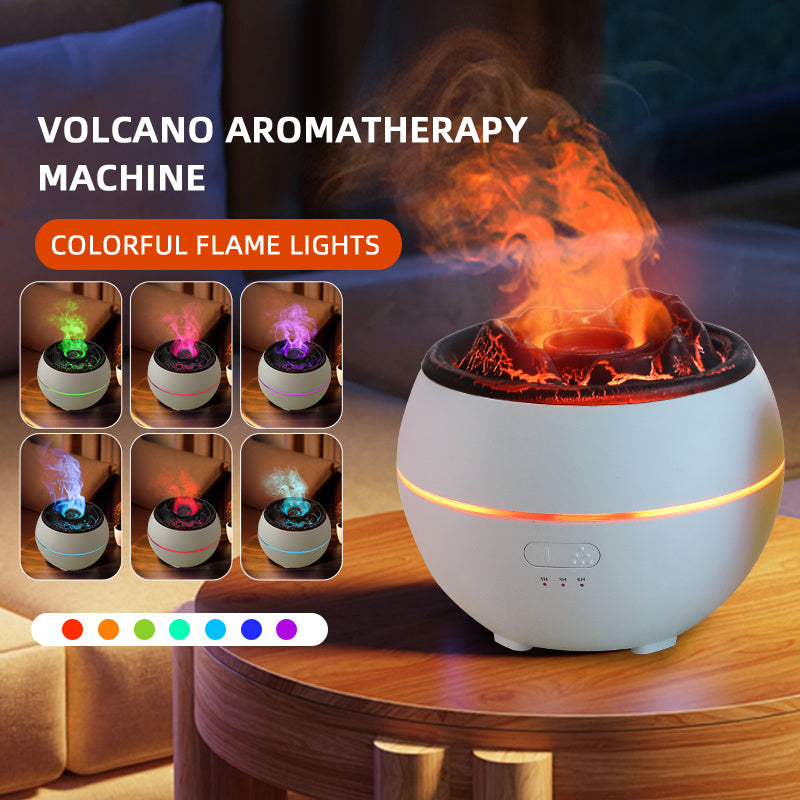 Volcano Flame Aroma Diffuser – Colorful LED Aromatherapy Humidifier for Home, Office & Bedroom