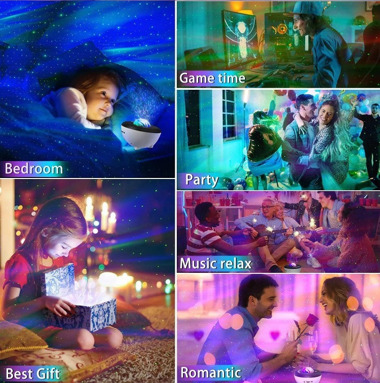Northern Lights Galaxy Projector Lamp – Bluetooth Music Star Projector with Remote Control & Aurora Effects